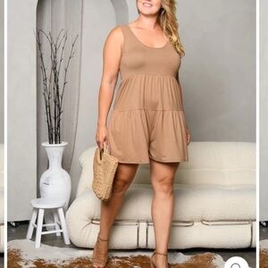 🎉Overstock Clearance Sale PLUS SIZE SLEEVELESS TIERED ROMPER in sizes 1X and 2X